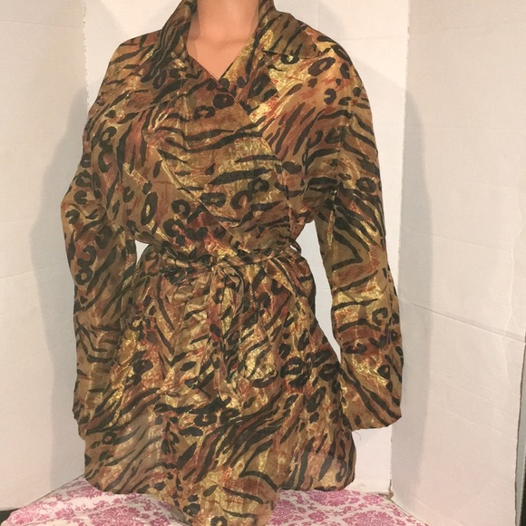 Vintage Sheer Leopard Cover up Jacket Wrap Top M - Picture 4 of 11